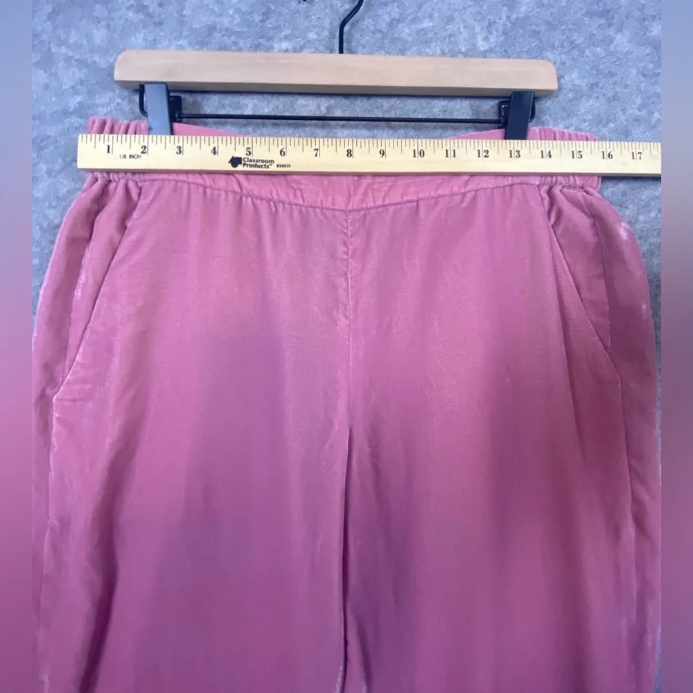J. Crew Velvet Pants 10‎ Pink High Waist Comfy Casual Loungewear Pockets Pull On